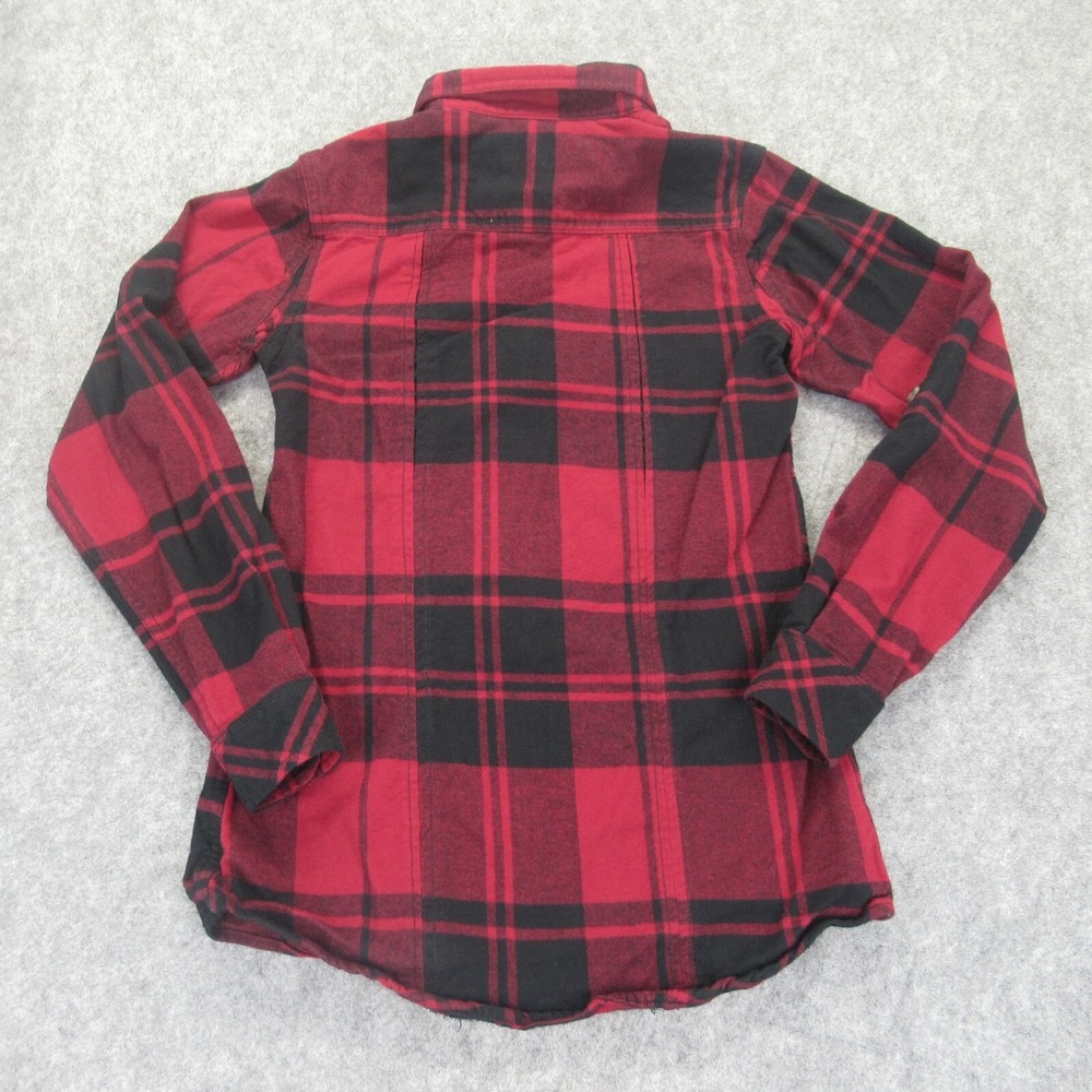 Five Brother‎ Womens Flannel Shirt XS Red Plaid Collared Up Long Sleeve Pullover - Picture 2 of 8